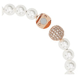 Swarovski Pulsera Nice, con Cadena de Swarovski Crystal Pearls, Motivo de Pluma en Pavé Rosa, Baño Tono Oro Rosa, S