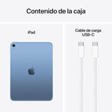 Apple iPad de 11 Pulgadas: Chip A16, Modelo de 11 Pulgadas, Pantalla Liquid Retina, 256 GB, Wi Fi 6, Redes 5G, cámaras Frontal y Trasera de 12 Mpx, Touch ID, autonomía para un día Entero – Azul