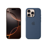 Apple iPhone 16 Pro (128 GB) - Titanio Color Desierto + Funda de Silicona con MagSafe - Denim