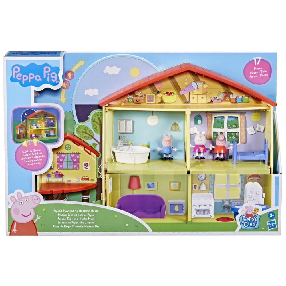 Peppa Pig Peppa’s Adventures Peppa's Playtime to Bedtime House Pre-school Toy, Speech, Light and Sounds, Ages 3 and Up , Red