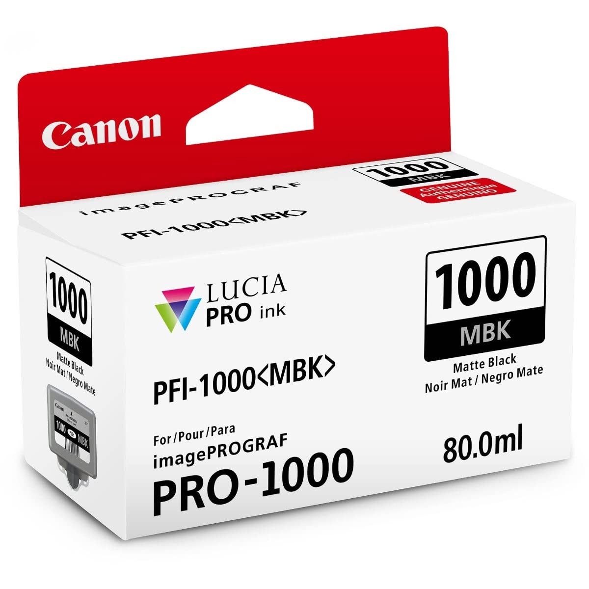 Canon PFI-1000 MBk Cartucho de tinta original Negro Mate para Impresora Fotográfica PRO-1000