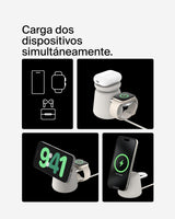 Belkin BoostCharge Pro Cargador inalámbrico 2 en 1 con Qi2 de 15 W, estación de Carga con MagSafe para iPhone Series 16, 15, 14, 13 y 12, Apple Watch, AirPods y Otros, Fuente de alimentación, Beis