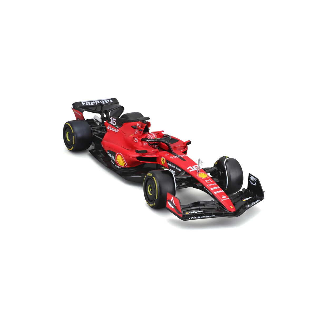Bburago May Cheong B18-16812L Fórmula 1 Ferrari SF-23 Leclerc con Casco 2023 Coche Fundido a presión, Rojo