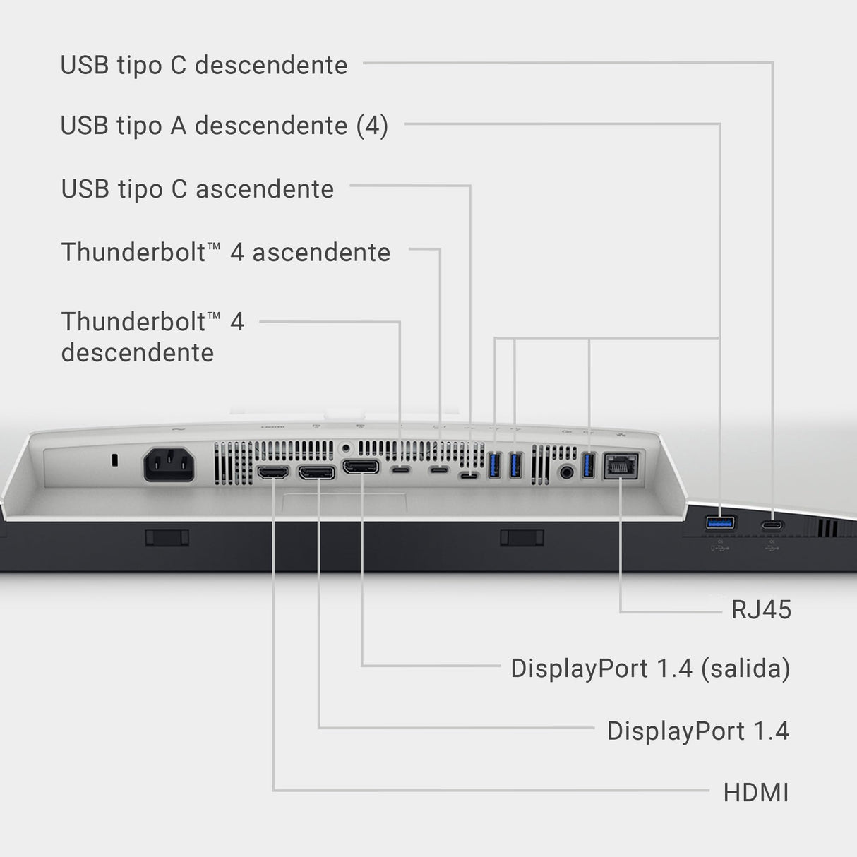 Dell U2724DE UltraSharp Thunderbolt 27" QHD (2560x1440) Monitor, 120Hz, IPS Black, 5ms, 98% DCI-P3, 2x Thunderbolt, 2x USB-C, 2x DisplayPort, HDMI, 4x USB, RJ45, 3 Años de Garantía, Plata