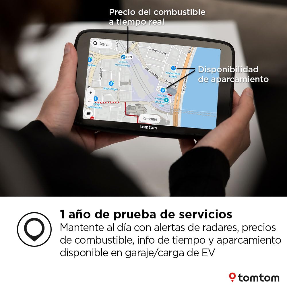 TomTom GPS GO Navigator,Pantalla de 7", info tráfico en Tiempo Real, Prueba de 12 Meses de alertas de radares de tráfico, mapas Europa, actualiz. Wi-Fi, Servicios Premium, Soporte magnético