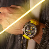 Lotus Reloj Hombre 18943/1 Vortex Caja de Acero Inoxidable 316l Negro Correa de Caucho Amarillo