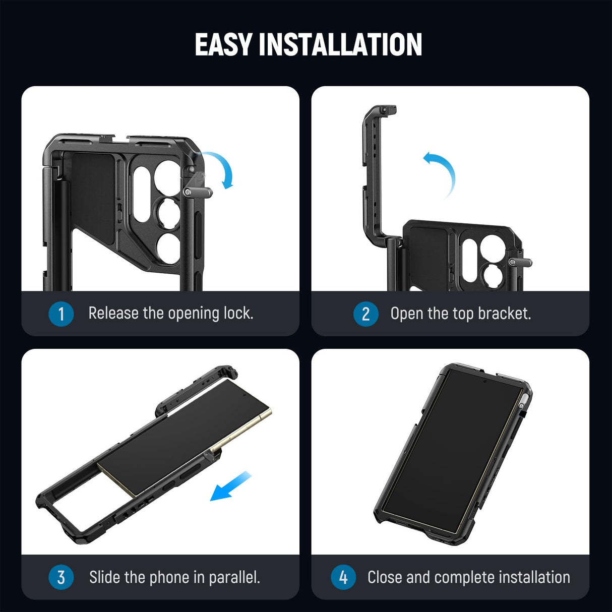 NEEWER PA042 S24 Ultra Handy Cage Jaula Video Rig Estabilizador con PA045S Mango Lateral, PA045E Bluetooth Disparador Mango de 67 mm Filtro Adaptador de 17 mm Placa de Lente Trasera, T Mount Adaptador