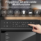 Bakaji Horno freidora de aire caliente, capacidad de 30 litros, 1800 W, freidora seca sin aceite, con pantalla táctil, 18 programas, función de doble cocción, temporizador, regulación de temperatura,
