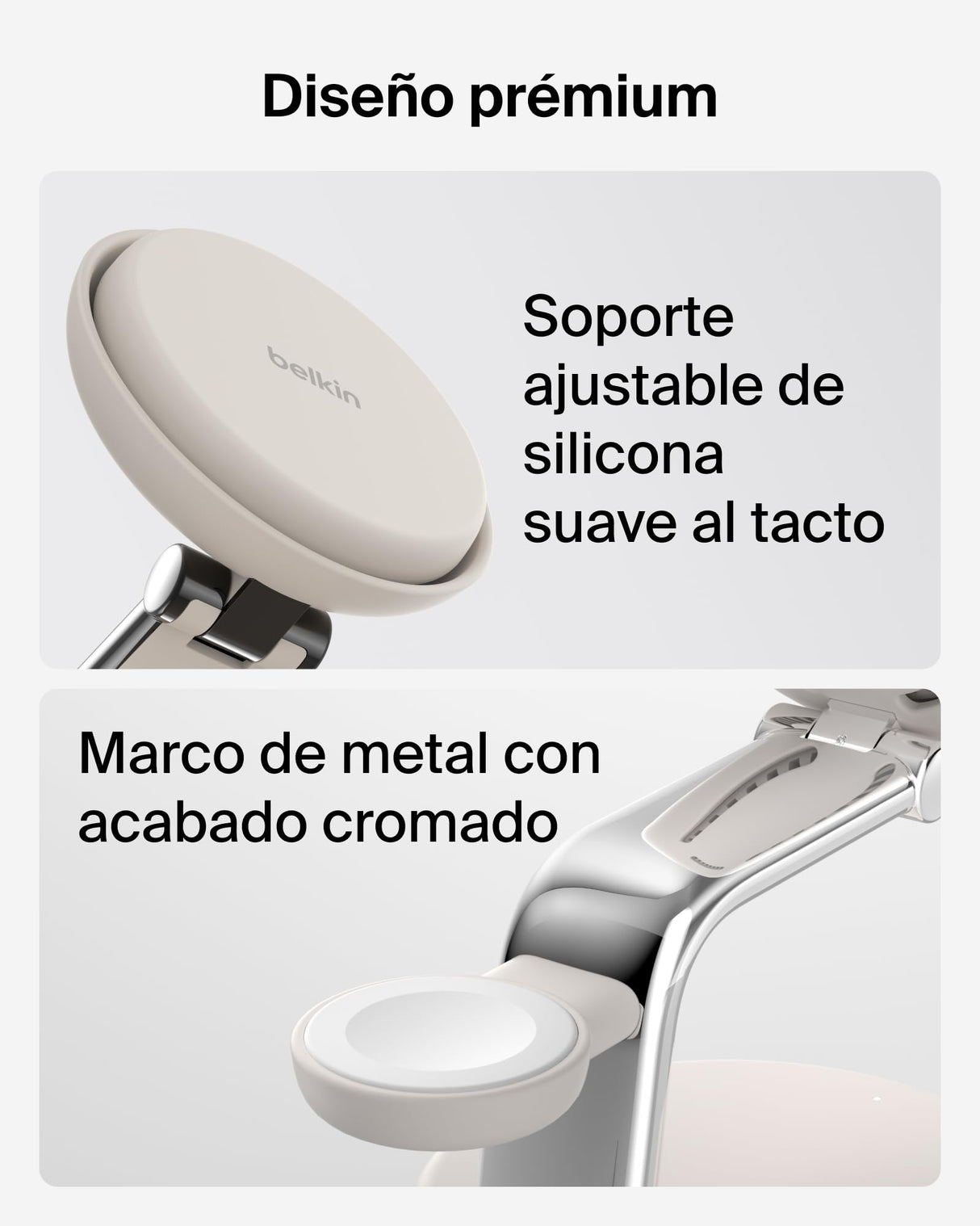 Belkin UltraCharge Pro Cargador Inalámbrico 3 en 1, 25W, Cargador Qi2 Compatible con MagSafe, Estación de Carga para iPhone 16, Apple Watch, AirPods, Pixelsnap con Ventilador y Adaptador 45W, Beis