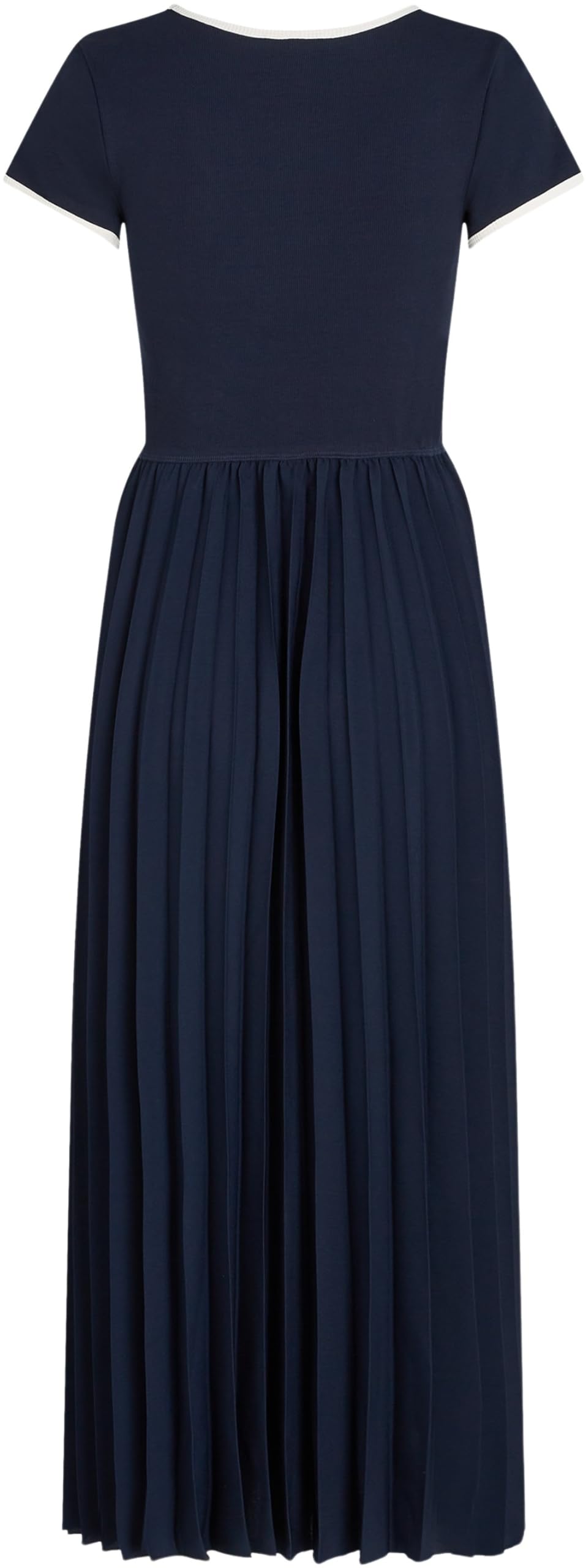 Tommy Hilfiger Vestido Mujer Contrast Soft Pleat Fit & Flare, Azul (Dark Night Navy), XS