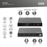 DIGITUS DS-55339 Divisor HDMI 1x2 – Entrada: 1 Puerto/Salida: 2 Puertos – UHD 8K/60 Hz HDTV: 7680 × 4320p – HDCP 2.3 & HDMI 2.1 – HDR, Deep Color, Interruptor EDID – Toslink, Estéreo (3,5 mm)