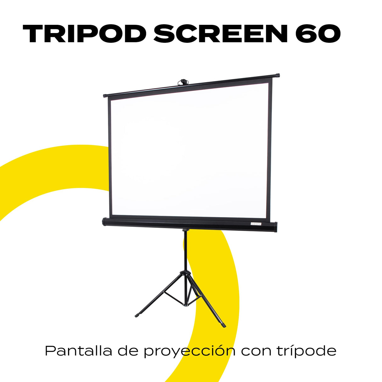 OVERMAX Tripod Screen 60” Pantalla de proyección con trípode de 60 Pulgadas, 116 × 87 cm, Tres Patas, Ajuste de Altura de Pantalla y trípode, retracción automática de Pantalla con Resorte