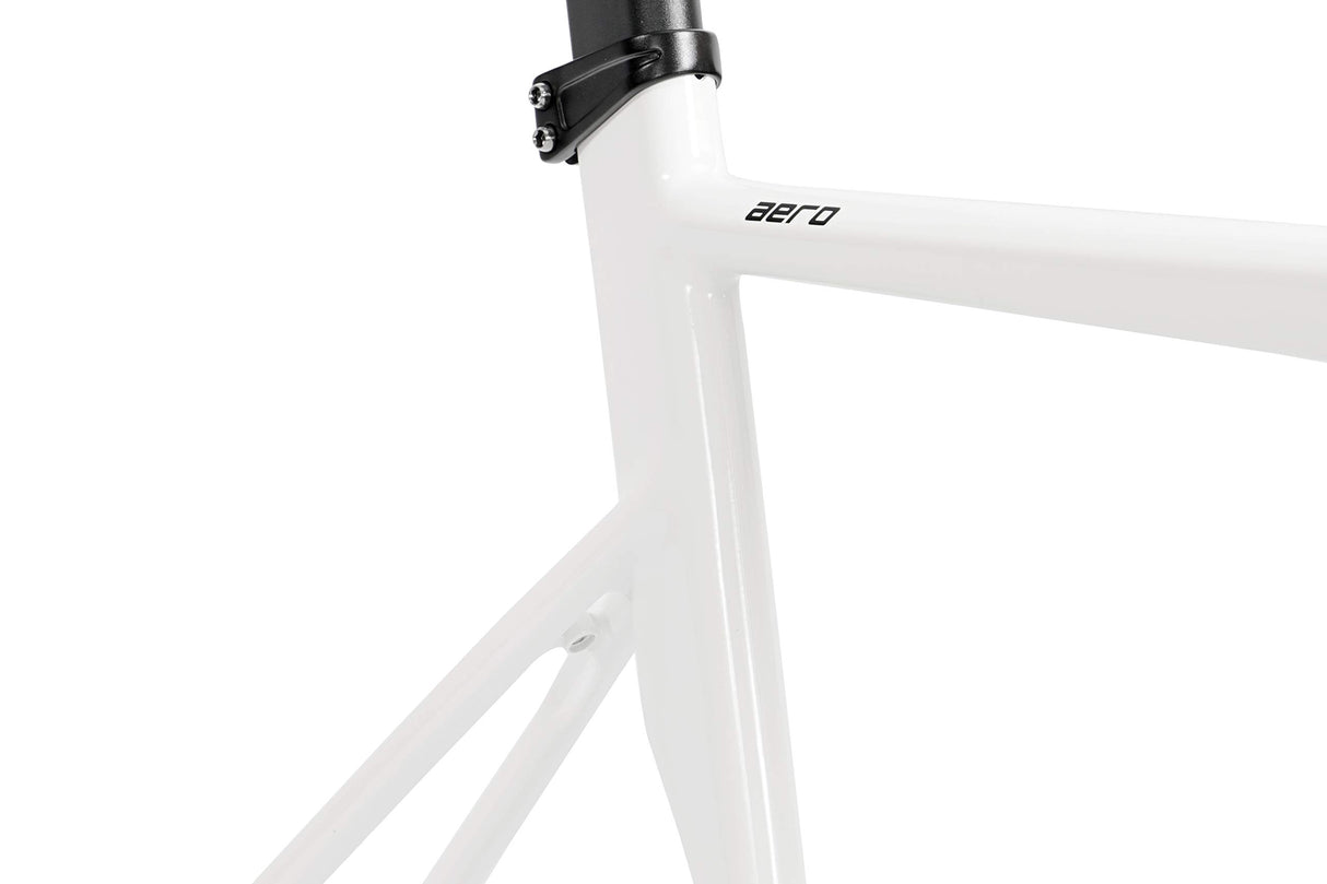 FabricBike Aero - Cuadro para Bicicleta Fixie, Fixed Gear, Single Speed, Cuadro de Aluminio y Horquilla de Carbono, 5 Colores, 3 Tallas, 2,145g (Talla M) (Glossy White & Black, M-54cm)