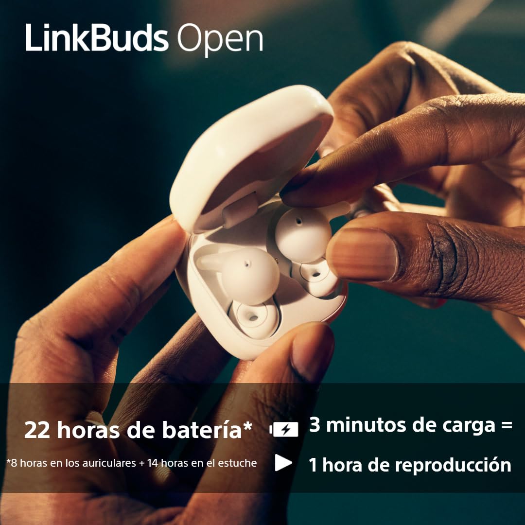 Sony LinkBuds Open – Auriculares Open True Wireless Bluetooth: Sonido Transparente, 4,8 g Comodidad Todo el día, Sonido, conexión multipunto, 22 h de batería, iOS y Android - Blanco