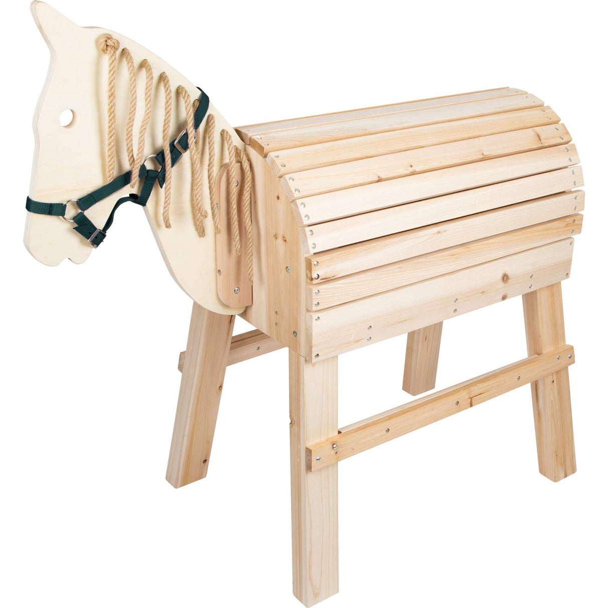 Small Foot Madera, para niños a Partir de 3 años, Caballo con Ayuda para Montar y Cabestro Apto para Uso al Aire Libre Juguetes, Color Beige, S (11664)