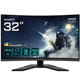 GIGABYTE G32QC A 31.5" Monitor de Juego Curvo QHD - 2560 x 1440, 1500R, 165Hz, 1ms, 350 cd/m², FreeSync Premium Pro, Display HDR400, HDMI 2.0, Displayport 1.2