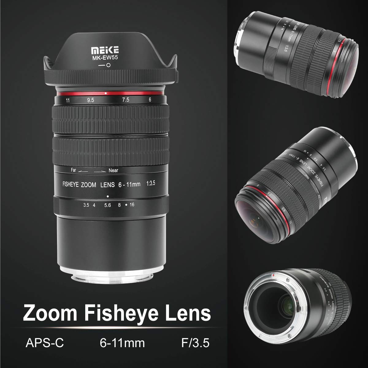 Meike MK 6 – 11 mm f3.5 Fisheye Lente de Zoom Sensor Formato APS-C para Sony E Mount