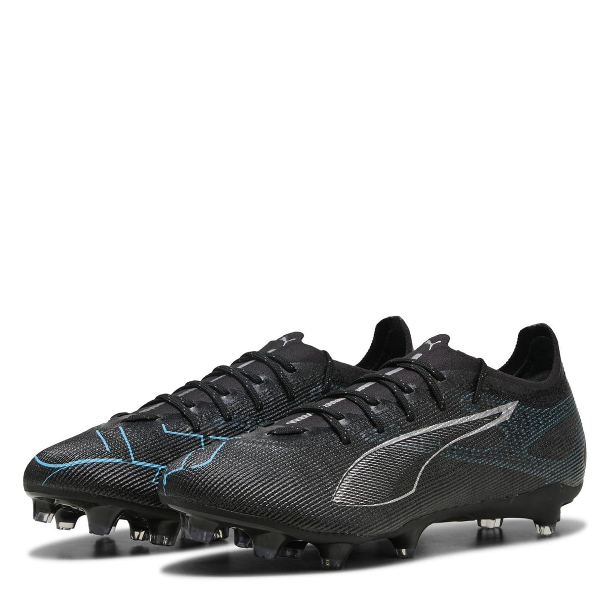PUMA Ultra 5 Pro FG/AG, Zapatillas de fútbol Unisex Adulto, Black Silver-Bright Aqua, 43 EU