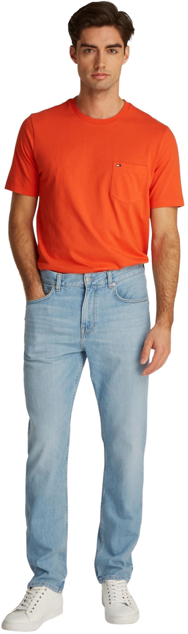 Tommy Hilfiger Straight Denton Jeans Washes Vaqueros, Denim (Heron Blue), 33W / 32L para Hombre