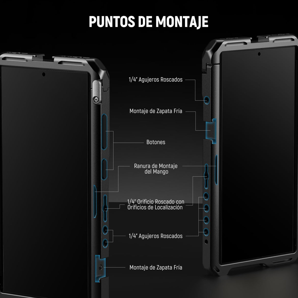NEEWER Estabilizador de Jaula de teléfono S24 Ultra con Mango Lateral, Adaptador de Filtro de 67 mm, Placa Trasera de Lente de 17 mm, Adaptador de Lente de Montaje en T, Equipo de Video