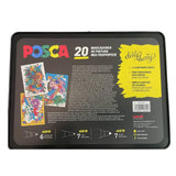 POSCA UNI-BALL - Maleta Metálica - Estuche - Set de Rotuladores de 20 Piezas - Unidades Surtidas