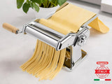 Imperia IPasta Línea Clásica. Máquina para Pasta. 100% Made in Italy. Máquina de pasta fresca en acero. Laminadora manual con manivela. Crea láminas para lasagne, tagliolini, fettuccine.
