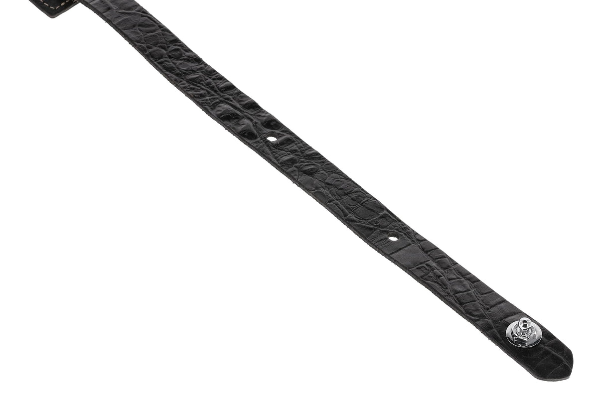 GEWA Correa para guitarra serie Prestige, cuero auténtico, ancho 65 mm, largo 103-139 cm, cierre de seguridad: cromado, arena seca/negro, marrón medio/negro, hecho a mano en Europa