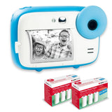 AGFA Photo Pack Realikids Instant CAM + 6 Rollos de Papel térmico ATP3WH adicionales, cámara instantánea Infantil, Pantalla LCD de 2,4 Pulgadas, batería de Litio, Espejo Selfie y Filtro de Fotos Azul