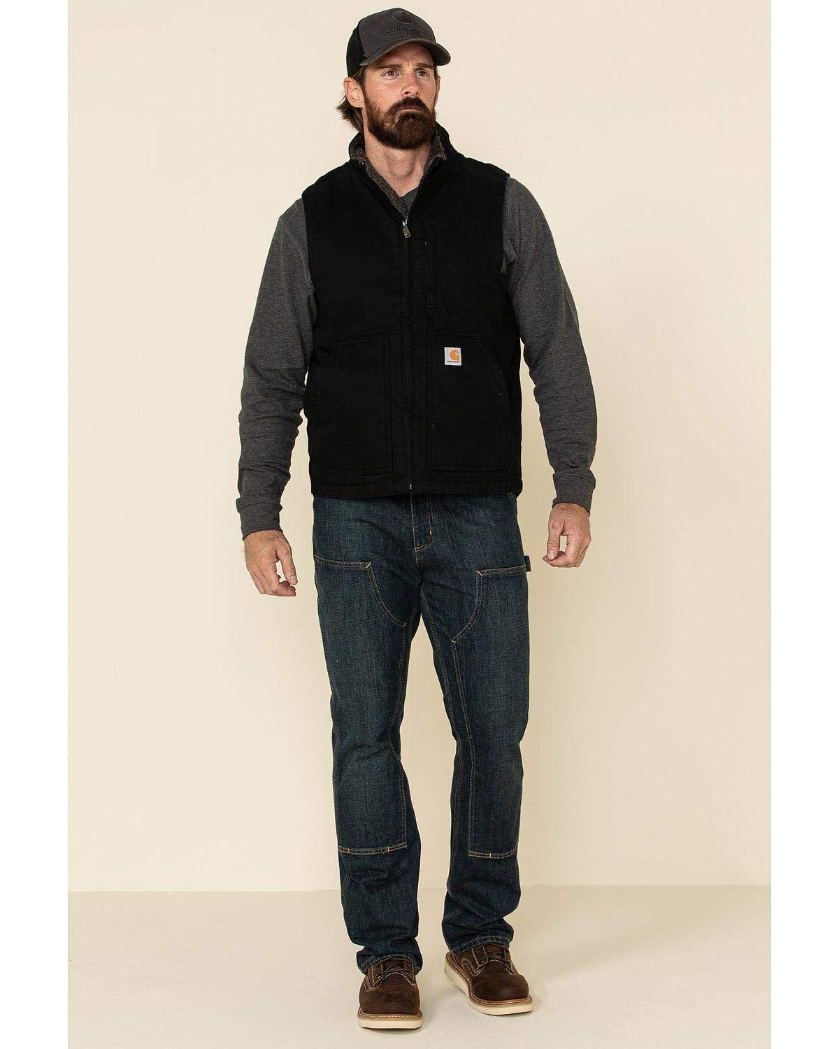 Carhartt Washed Duck Lined Mock Neck Vest, Ropa Exterior de Trabajo Hombre, Negro (Black), M