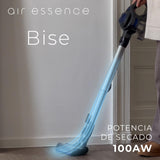 Aspiradora Sin Cable Air Essence Bise MAX, Azul, Aspiradora 100 AirWatt, Vacuum Cleaner 210 W, 1.3 litros, 72 Decibeles, Aspirador De Mano, Cepillo Flexible Con Luz LED, Tecnología Ciclónica
