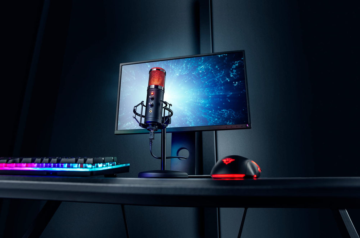 Trust Gaming GXT 256 Exxo Micrófono USB, Patrón Cardioide, con Filtro Pop, USB, RGB, Micrófono Streaming para Grabación, Podcasting, Radiodifusión, PC, PS4 y PS5 - Negro