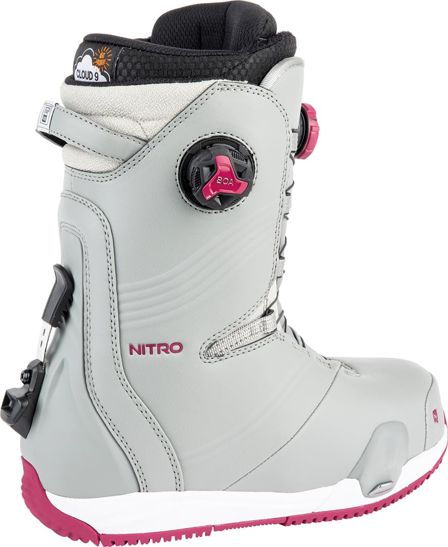 Nitro Dynasty Boa 24 All Mountain Freeride Premium Sistema de Cordones Rápidos Step On Boot Snowboot Barco de Snowboard, Mujer, Vino Iron, 26