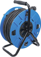 BGS 3378 | Enrollador de cable | 50 m | 3 x 1,5 mm² | 4 tomas con tapas de cierre | IP 44 | 3500 W