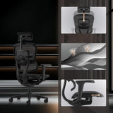 hjh OFFICE Silla de Oficina ergonómica ERGOHUMAN Signature GEN2 Diseño Original, Silla de Oficina con Soporte Lumbar Flexible, tapizado de Malla, Negro