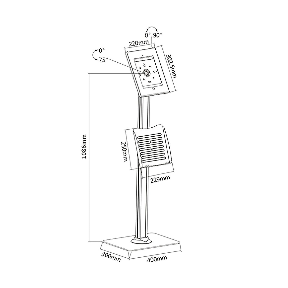 Maclean MC-724 Soporte de Escritorio Universal para Tableta, Soporte para Tableta, PC, Soporte con pestillo para iPad 2, iPad 3, iPad 4, iPad Air: antirrobo
