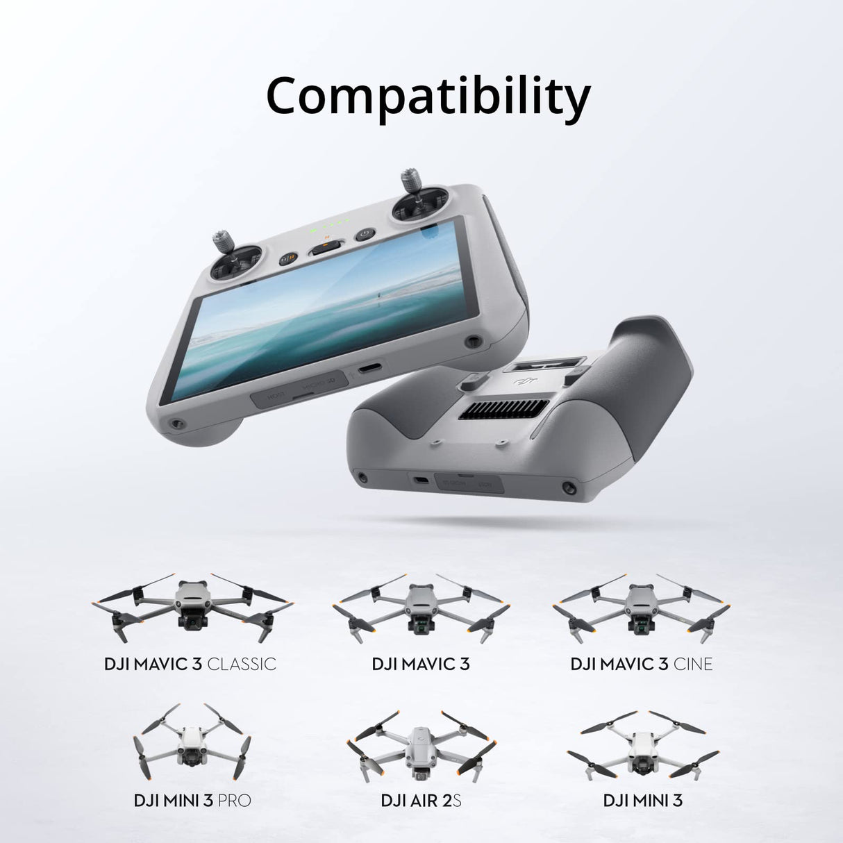 dji RC - Control Remoto para dji Mavic 3 Classic/dji Mavic 3/dji Mavic 3 Cine/dji Mini 3 Pro/dji Air 2S, Cuerpo Ligero, Pantalla FHD, 4 h de batería, palancas de Control de precisión, transmisión O3+