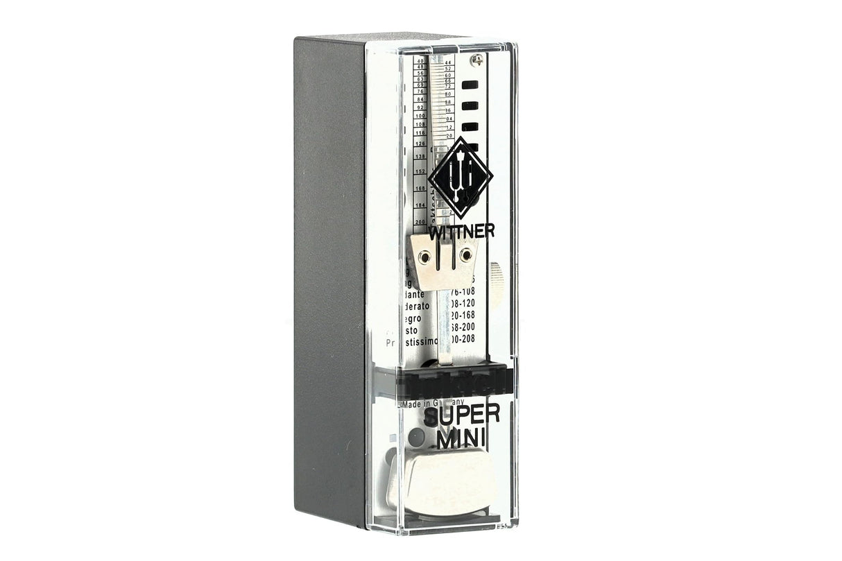 Wittner Metrónomo Taktell Super-Mini Serie 880 - Carcasa de plástico - Sin campana - Negro - Mecánico con cuerda - No se requieren baterías - Hecho en Alemania