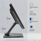 iggual Monitor Táctil de 15" - Compat Aplicaciones TPV- Panel Resistivo 75Hz TFT LCD (4:3)- SO: Wind XP hasta 11,MS-Dos, Linux- VESA 75x75mm- USB-A + VGA+HDMI, 1.024x768 XGA (349x274x69) MTL15C