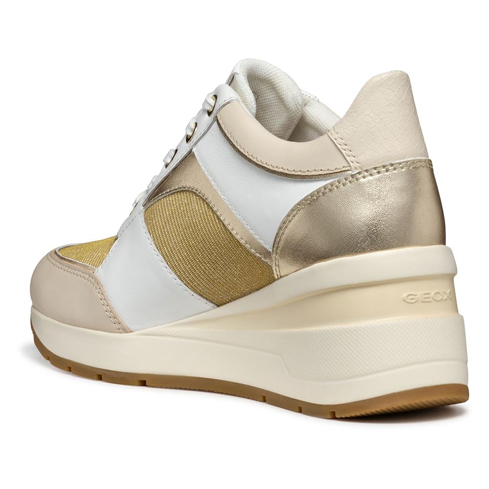 Geox D ZOSMA A, Zapatillas Mujer, White/Lt Gold, 38 EU