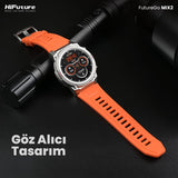 HiFuture GoMix2 Reloj Inteligente Hombre Mujer, Pantalla AMOLED, Resistente al Agua IP68, Monitor de frecuencia cardíaca en la, podómetro smartwatch para Android e iOS (Naranja)