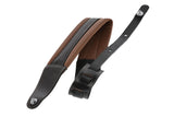 GEWA Correa para guitarra serie Prestige, cuero auténtico, ancho 85 mm, largo 103-139 cm, cierres de seguridad - cromados, marrón/negro - marrón/negro, 1 par de cierres de seguridad F&S incluidos