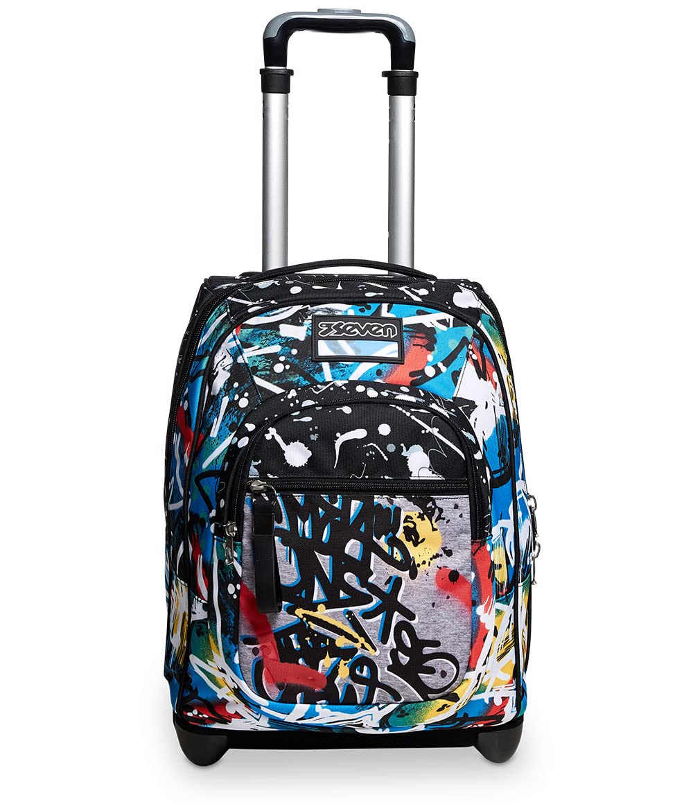 Seven Trolley Mochila, NAVYBUSH, Bolsa con Ruedas Para Libros, 2 en 1, Mochila+Trolley, para adolescentes, niñas y niños, Para la escuela, el deporte, el tiempo libre, funda para portátil