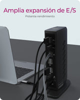 ICY BOX Docking Station USB 3.0 / USB-C (11-en-1) con 2x HDMI & 2x DP (4K 60Hz), 6x USB 3.0 HUB, Gigabit Ethernet, DisplayLink, Dock Station Portatil, IB-DK2252AC