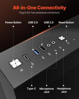 VEVOR Caja para PC Torre Media Doble Cámara con Panel de Vidrio Templado Filtro Magnético Antipolvo Gestión de Cables para GPU hasta 410 mm de Longitud Compatible con ATX/M-ATX/ITX, Sin Ventilador