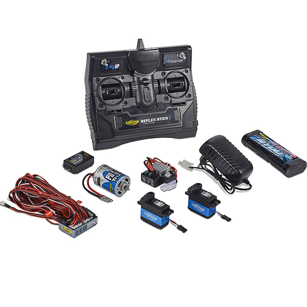 Carson 500501015 500501015 Reflex Stick Truck-Set 2.4G 6 Canales, modelismo, Control Remoto de 2,4 GHz, Receptor, Incluye Accesorios, Instrucciones (Idioma español no garantizado), Color Negro