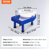 VEVOR Máquina de Rueda de Cerámica Eléctrica Diámetro de 25 cm Torno de Alfarero Eléctrico 350 W Máquina de Arcilla de Cerámica 0-300 rpm Carga Máxima de 8 kg con Pedal para Modelar Artesanía Cerámica