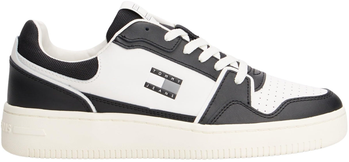 Tommy Hilfiger Cupsole Sneaker Hombre Retro Basket Low Top, Negro (Black), 44