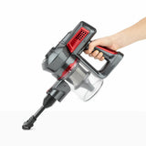H.Koenig Aspirador de Mano y Escoba Inalámbrico Sin Bolsa UP810 PowerClean+ 2 Velocidades-Potente-Compacto-Ligero-Autónomo-Silencioso-120W-Multifunción, Rojo