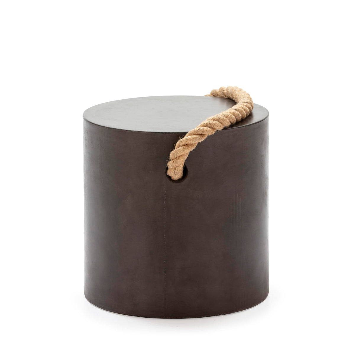 TABURETE 40X40X40 CON ASA CUERDA/CEMENTO NEGRO