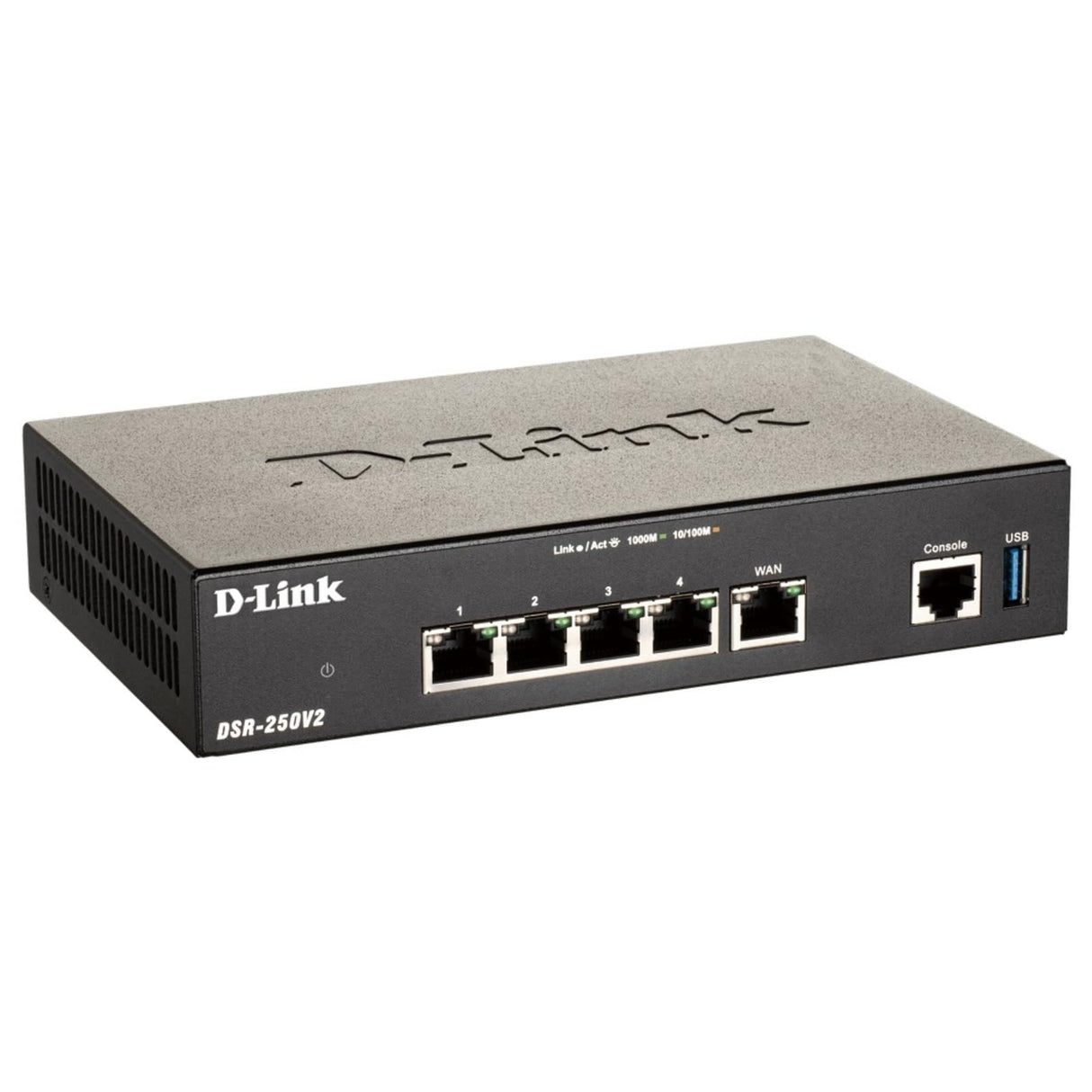 D-Link DSR-250V2 Router Profesional Firewall VPN, Gigabit Multi-WAN, balanceo de Carga, 1p WAN, 3p LAN, 1p WAN/LAN/DMZ, VPN avanzado para securizar teletrabajo, Control de Webs y apps